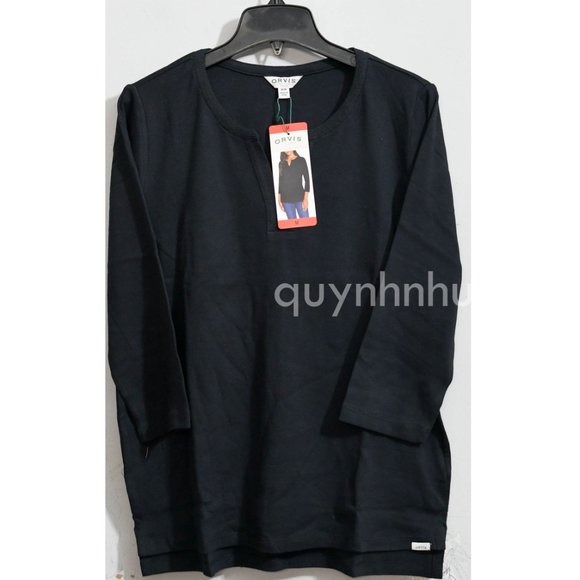 Orvis Ladies' ¾ Sleeve Split Neck Pima  Cotton Top. - Picture 2 of 6